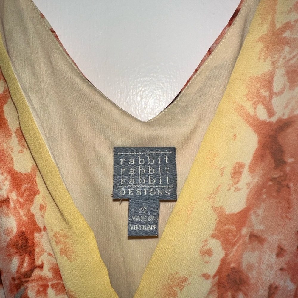 Rabbit Rabbit Rabbit Yellow Floral Chiffon Dress Size 10 - Picture 2 of 4